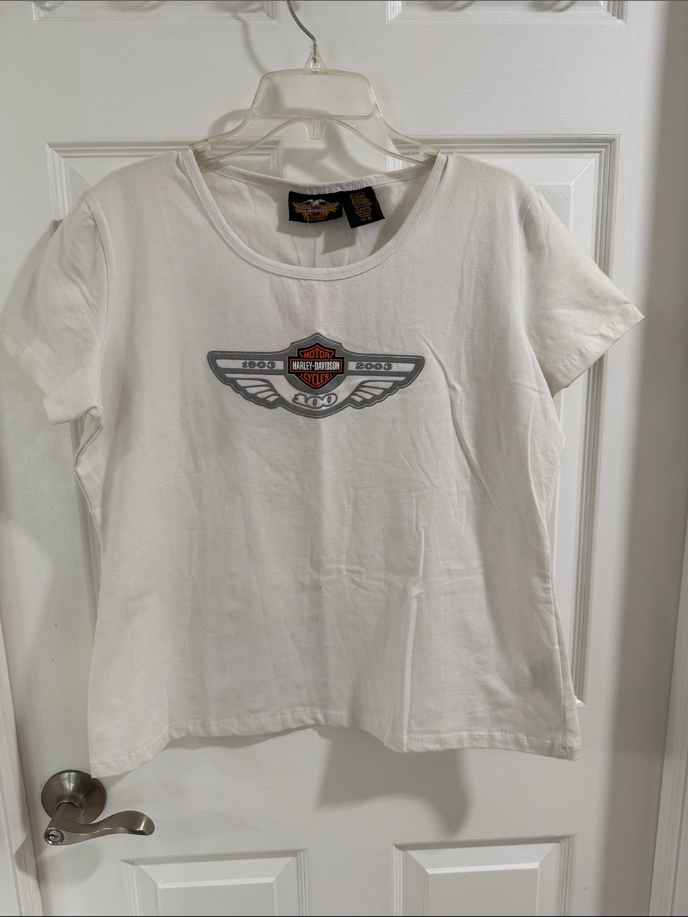 Harley-Davidson White Fitted Tee with Winged Logo Accent